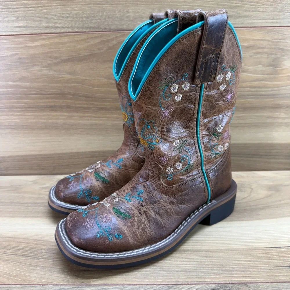 Smoky Mountain Boots Little Girls 10.5 Embroidered Floral Square Toe Rodeo Ranch